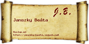 Janszky Beáta névjegykártya