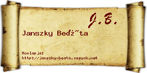 Janszky Beáta névjegykártya