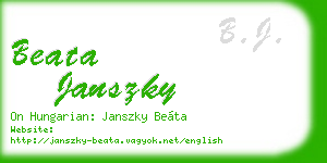 beata janszky business card